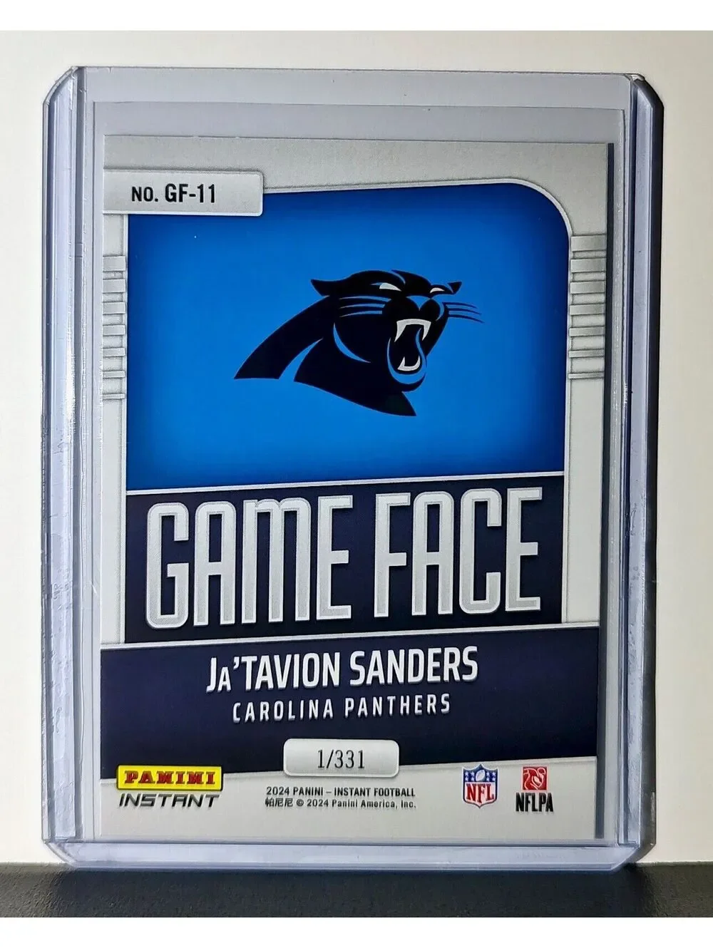 Ja’Tavion Sanders 2024 Panini Game Face #11 NFL Rookie Card Panthers 1/331